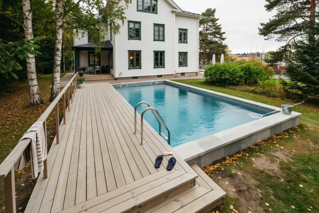 ny altan och poold ck runt befintlig pool i fisks tra saltsj baden