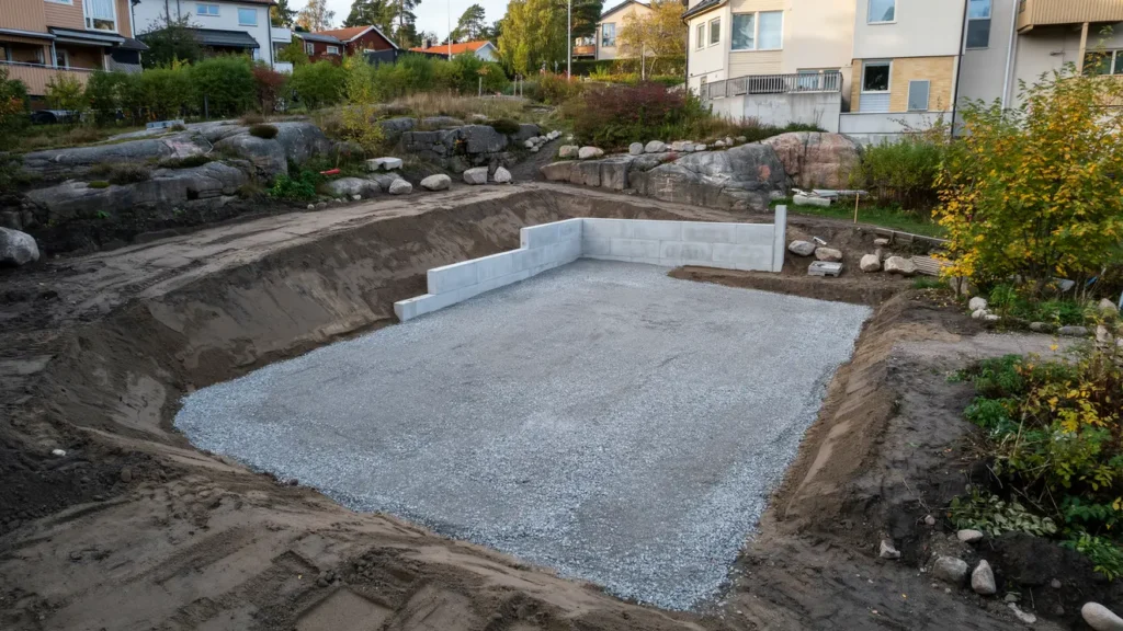 planering och st dmur f r p plats i fisks tra saltsj baden